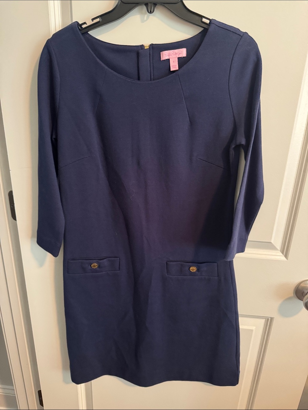 Lilly Pulitzer Navy Three-Quarter Sleeve Shift Dress NWOT